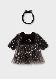 Mayoral Newborn Girl Dress with Headband - Black