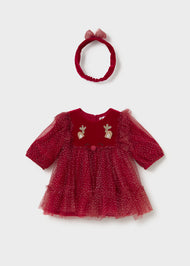 Mayoral Newborn Girl Dress with Headband - Red