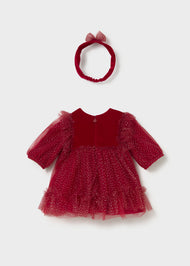 Mayoral Newborn Girl Dress with Headband - Red