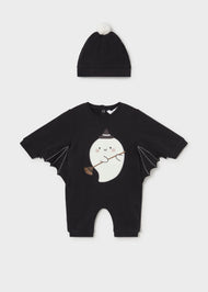 Mayoral Newborn Girl One-Piece with Hat - Black