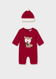 Mayoral Newborn Girl One-Piece with Hat - Red