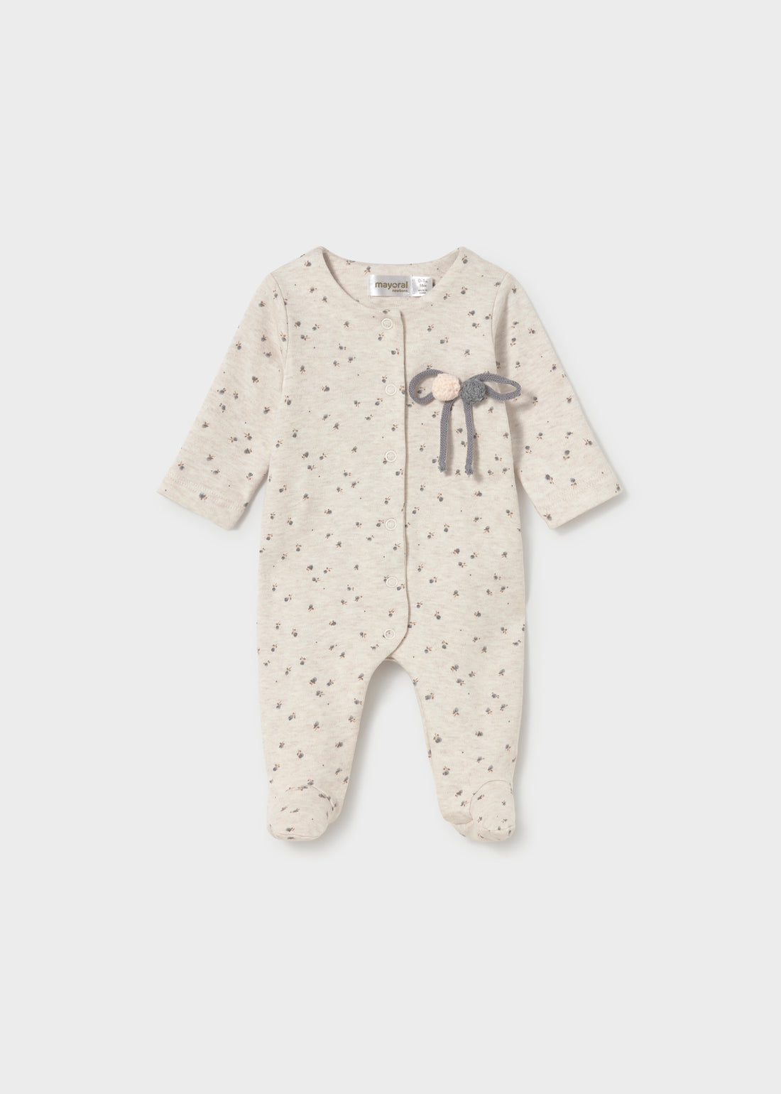 Mayoral Newborn Girl Pajama - Heather Milk shown from the front on a clean background