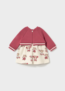 Mayoral Newborn Girl Printed Dress with Cardigan - Plum