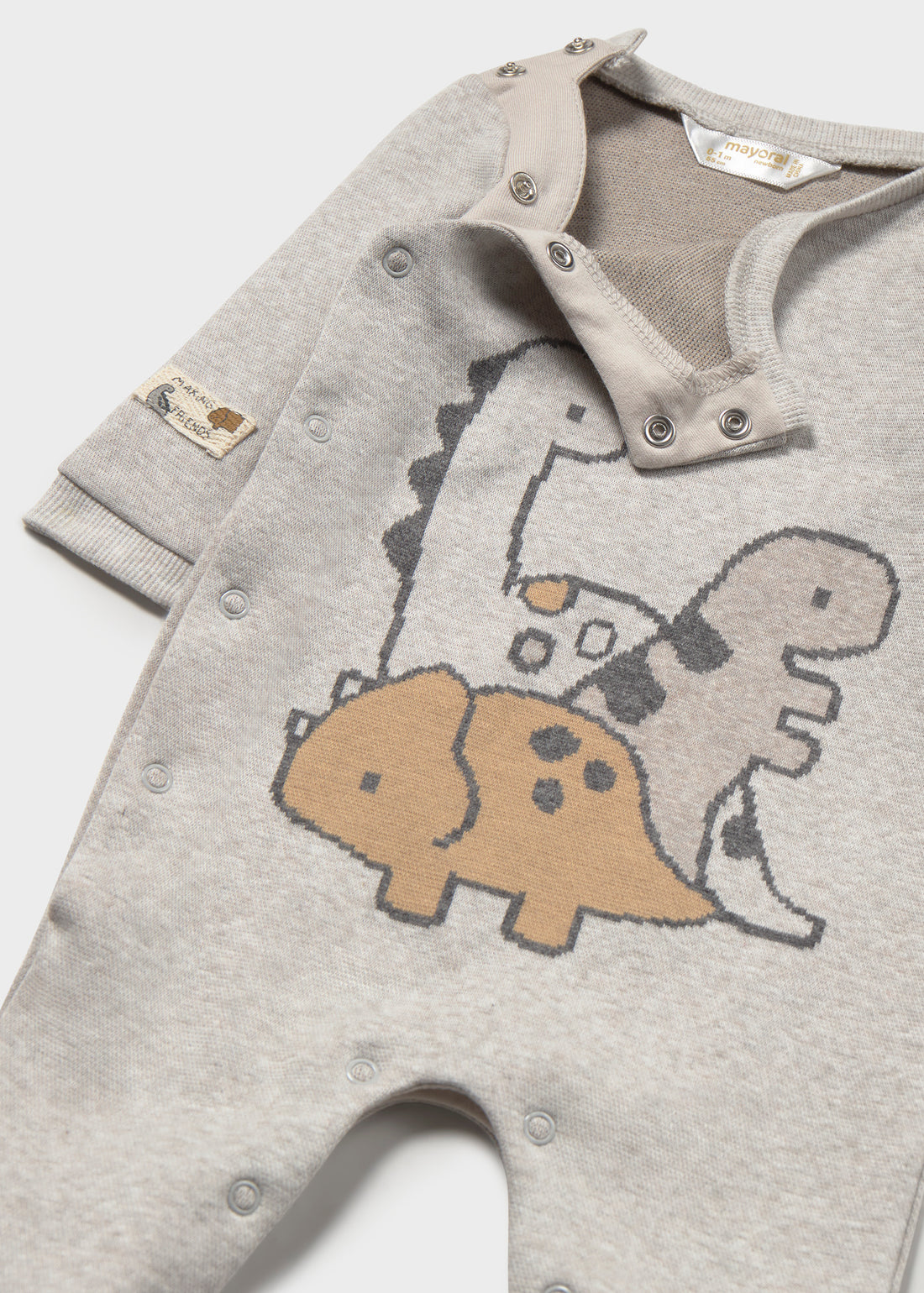 Mayoral Romper - Vivid Marble close-up of print, trim and construction details