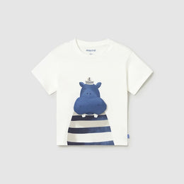 Mayoral Baby Short Sleeve T-Shirt Cream-Hippo