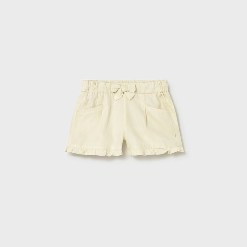 MAYORAL Mayoral Baby Shorts Chickpea Elastic waistband with bow tie and ruffled leg hems img 1/3