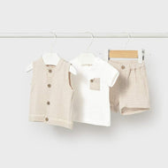 Mayoral Baby Shorts & Vest Set Wheat