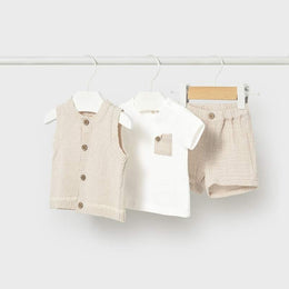 Mayoral Baby Shorts & Vest Set Wheat