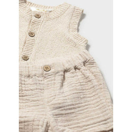 Mayoral Baby Shorts & Vest Set Wheat