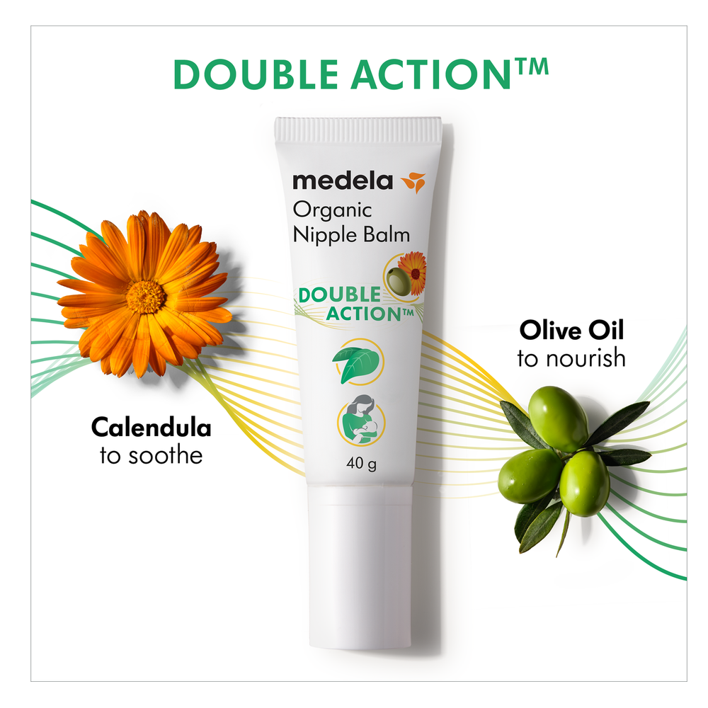 MEDELA Medela Organic Nipple Balm 1.34 oz 40g tube with flip cap and illustrated ingredient graphics img 2/8