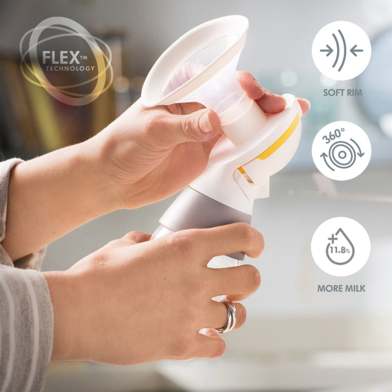 Medela Swing Maxi double electric breast pump, white and gray with soft-rim flange; MEDELA