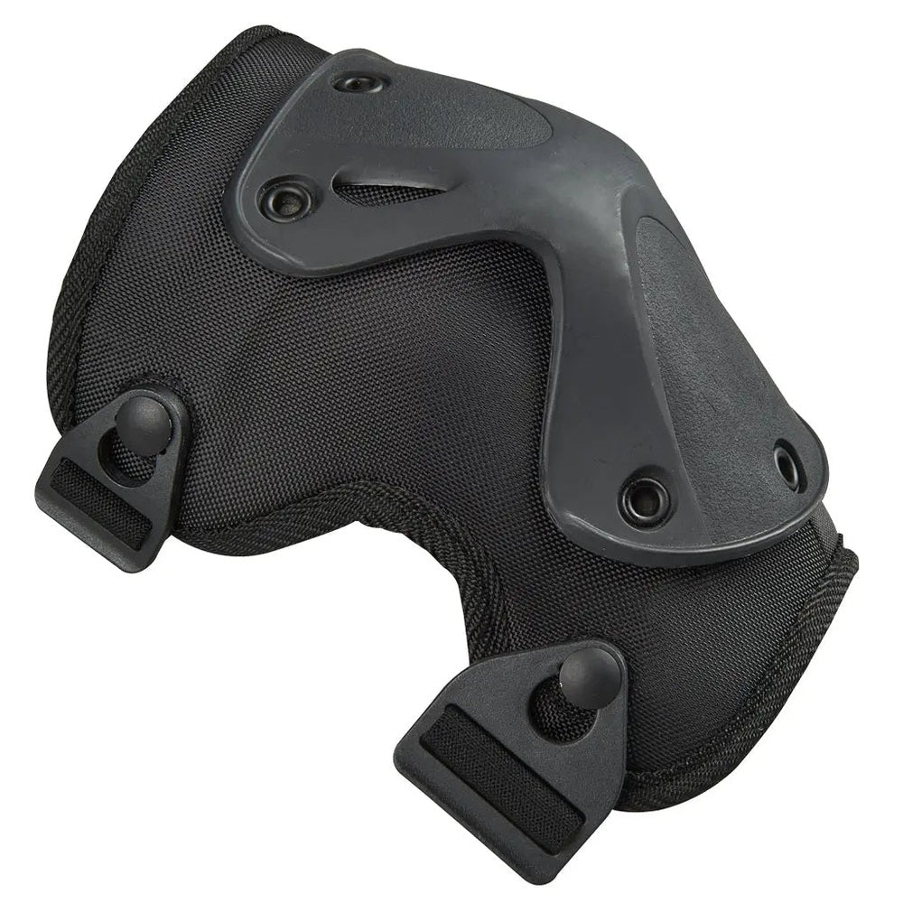 Micro Knee & Elbow Pad Set Black for kids, showing adjustable straps and protective hard shells.