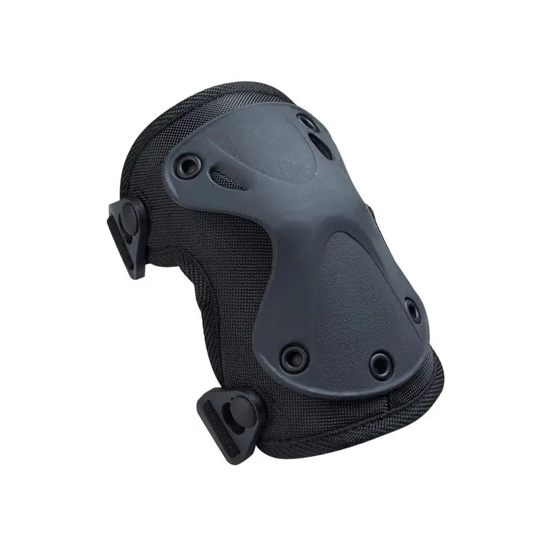 MICRO Micro Knee & Elbow Pad Set Black; hard plastic shells with adjustable straps buckled for secure fit.