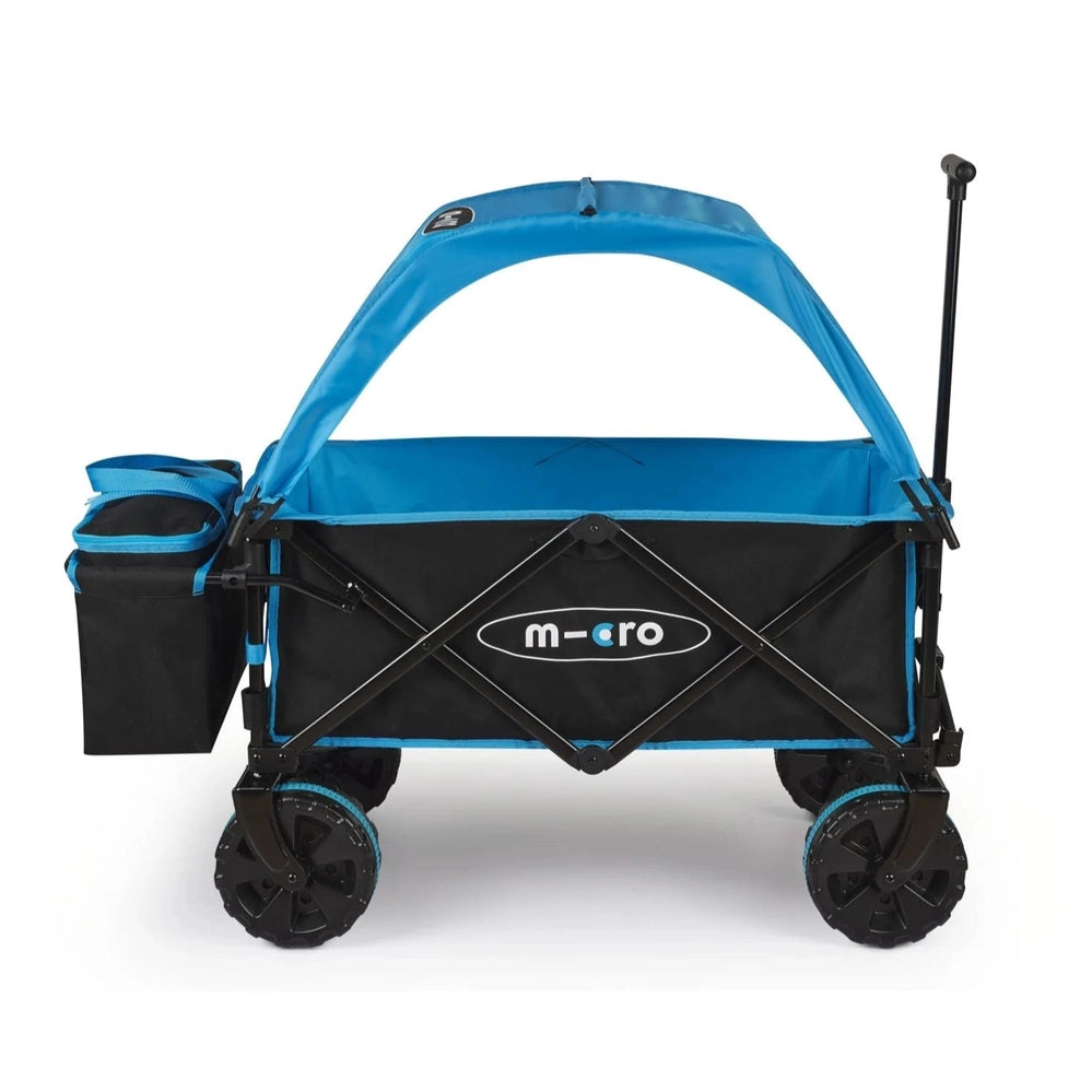 Micro Wagon Deluxe Pro blue and black wagon with canopy, storage bag and large wheels