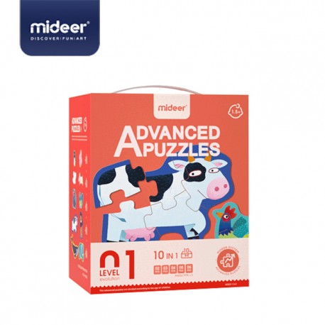 Mideer Advanced Puzzle Level 01 Animal 40pcs box featuring a colorful cow illustration for toddlers