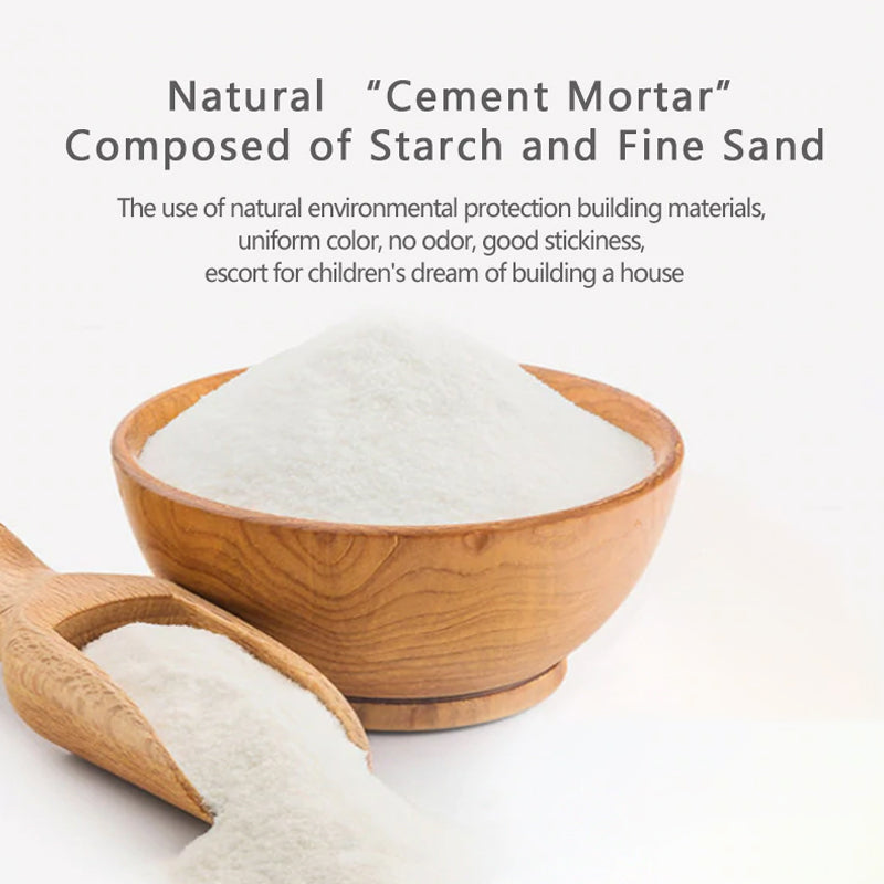 MIDEER Cement puzzle material in wooden bowls, white powdery texture, natural starch and fine sand