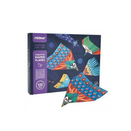 Mideer Creative Paper Planes kit with 100 colorful origami planes for educational play