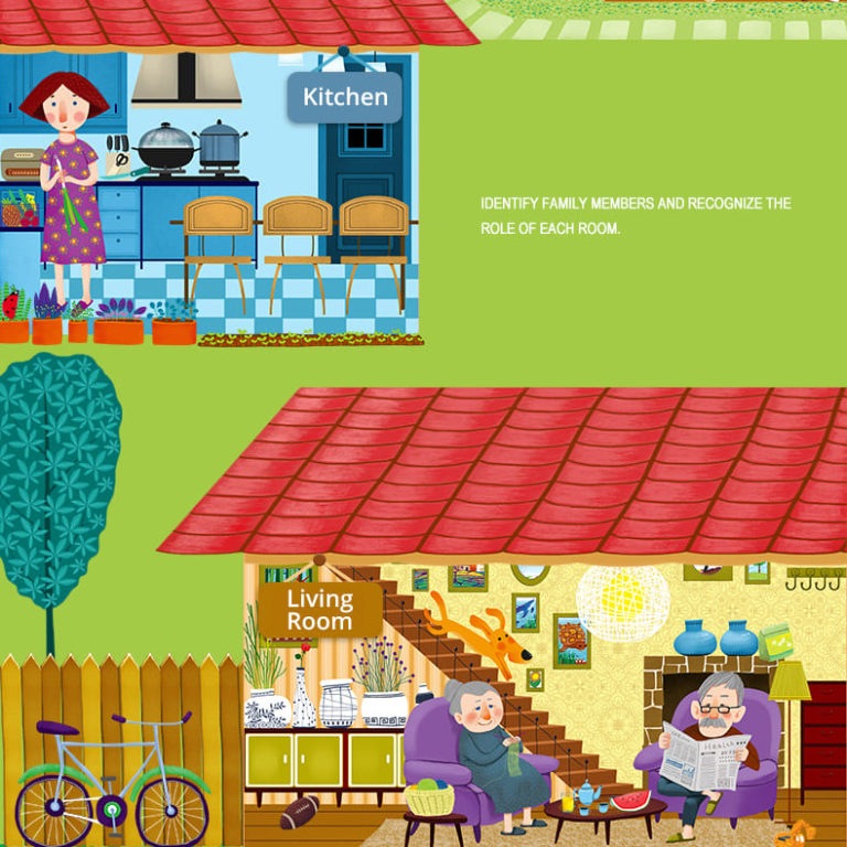 MIDEER Detective In Room Puzzle: two kid-friendly scenes, kitchen and living room, for play