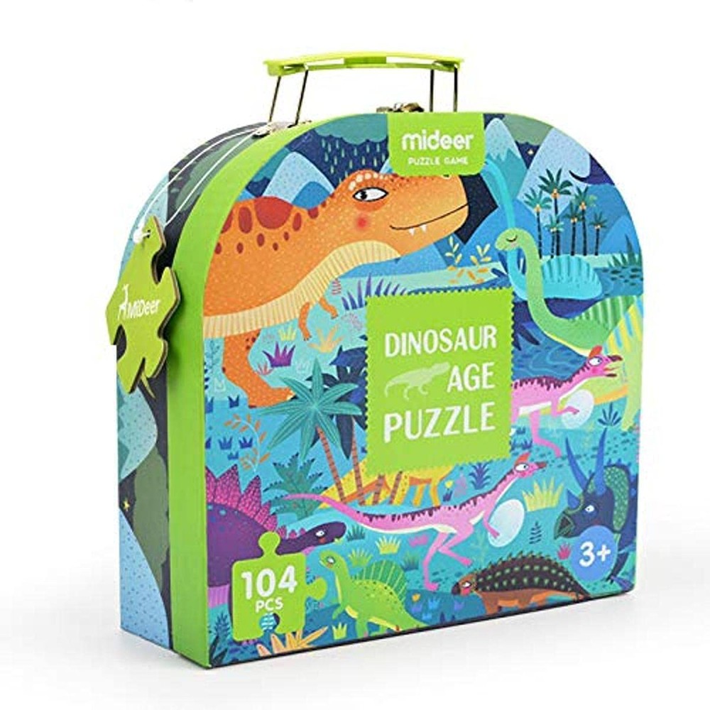 MIDEER Dinosaur Age Puzzle, 104-piece kids jigsaw with bright dinosaur scene for ages 3+