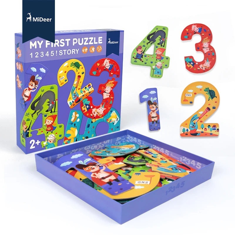 MIDEER My First Puzzle 12345 Story set with bright numbered pieces and a purple box for ages 2+