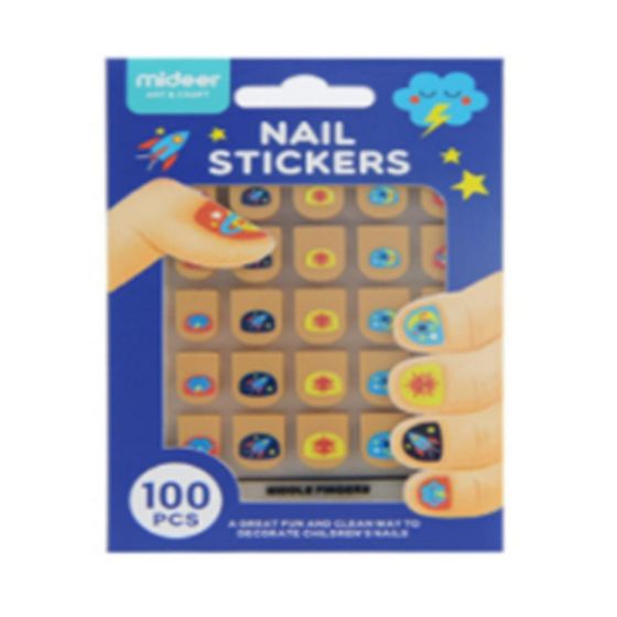 MIDEER Nail Stickers Little Universe, 100 colorful space-themed nail decals for kids
