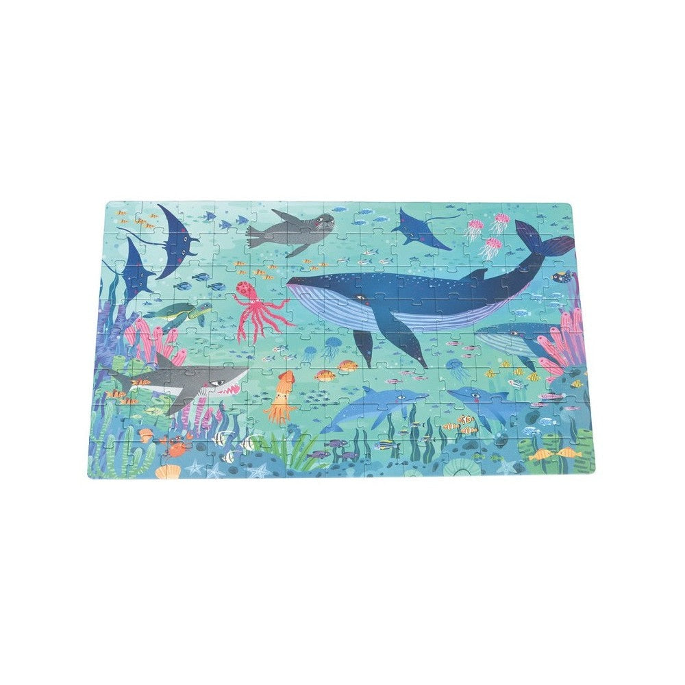 Mideer Wonderful Ocean 104pc jigsaw puzzle featuring colorful underwater sea life