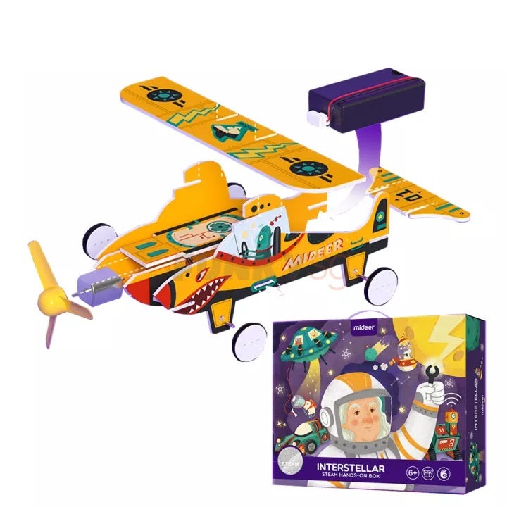 MIDEER Interstellar science kit hands-on box with yellow aircraft model and propeller
