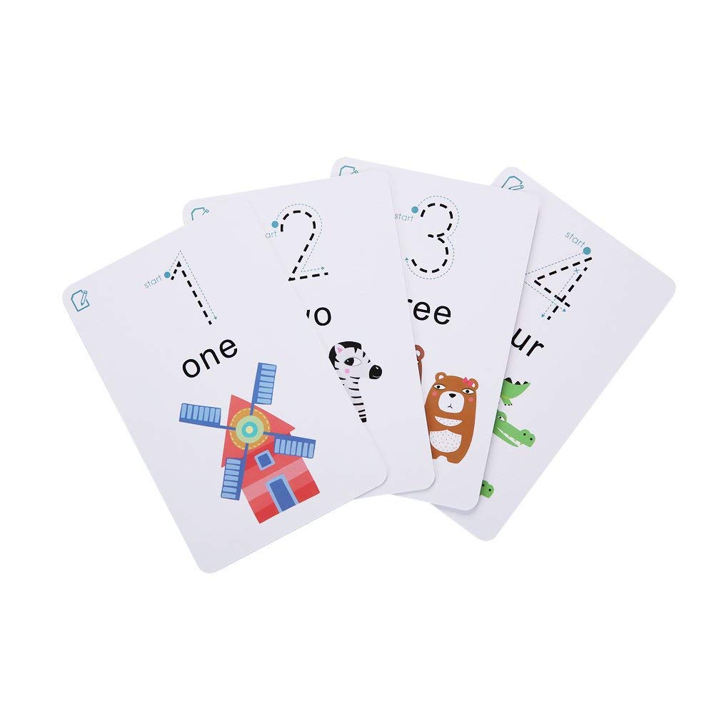 Mideer Wipe and Write Activity 1-4 Cards set with numbered cards and cute illustrations