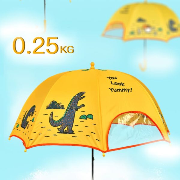 MIDEER You Look Yummy Umbrella, yellow kids' parasol with crocodile print, 0.25 kg