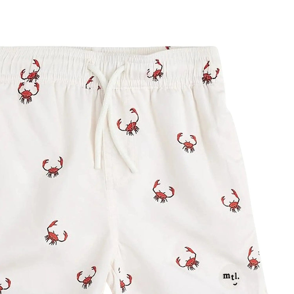 Miles The Label Printed Swim Shorts Crab, white with red crab prints and a drawstring waist.