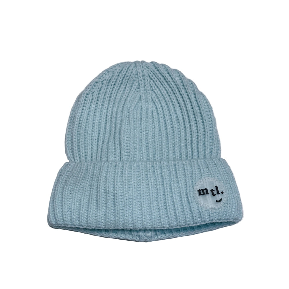 Miles The Label ribbed knit winter beanie in cloud blue with folded cuff
