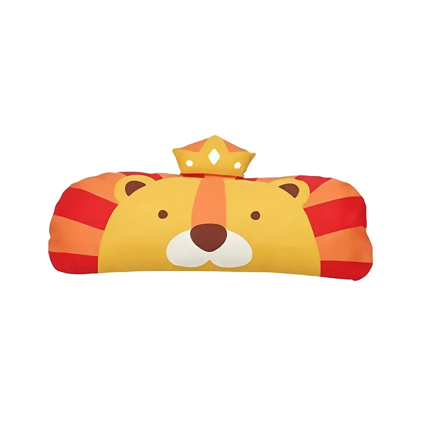 MILO & GABBY long pillowcase wraps a long pillow, featuring a lion face and crown on orange-red stripes.