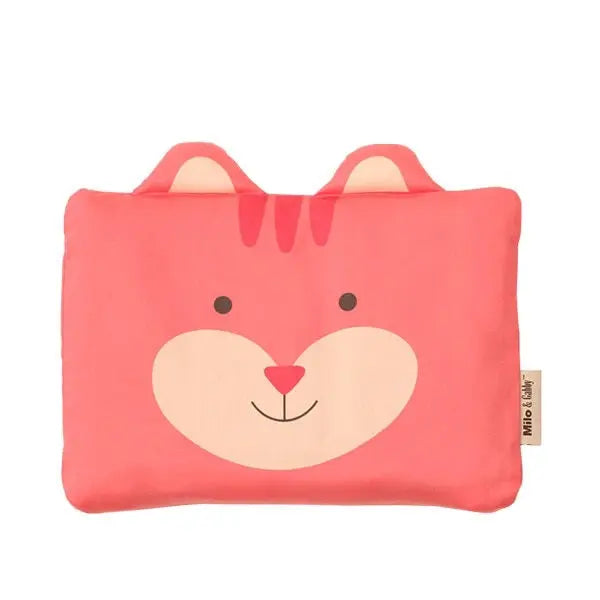 MILO & GABBY Pillowcase For Baby in pink with a cute bunny face, shown with two top handles for easy transport
