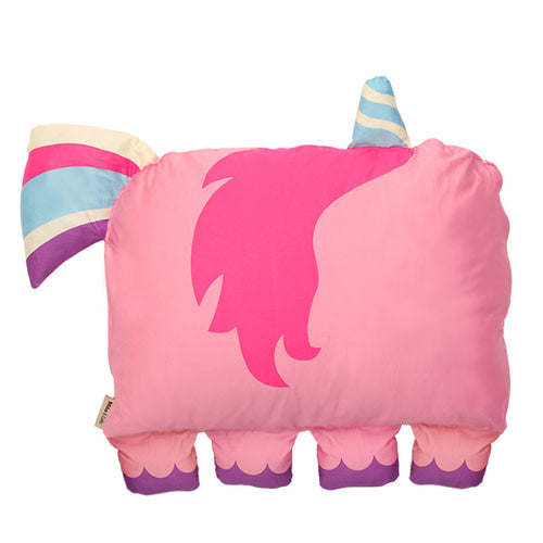 MILO & GABBY unicorn pillow for kids, pink plush with rainbow mane and blue striped horn