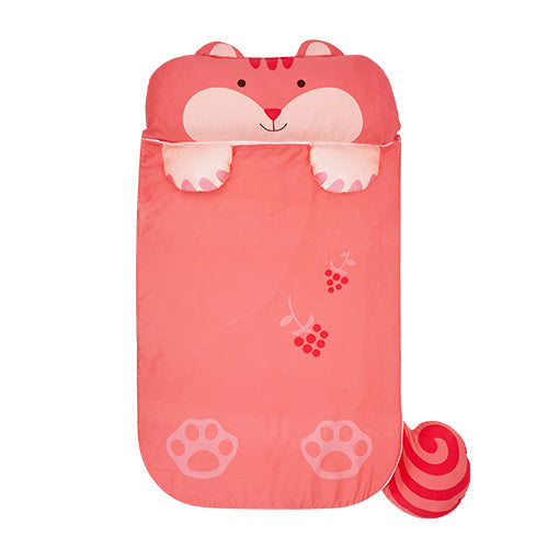 MILO & GABBY kids' pink cat-themed sleeping bag with hood and paw-print accents