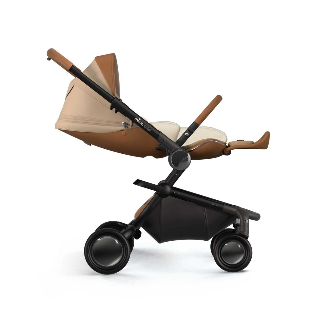 Mima Creo newborn snuggle stroller seat in beige-brown with black frame