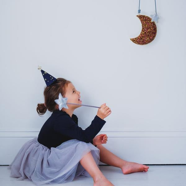 Mimi & Lula Fairy Dust Tutu girl in navy top and lavender tulle tutu with wand