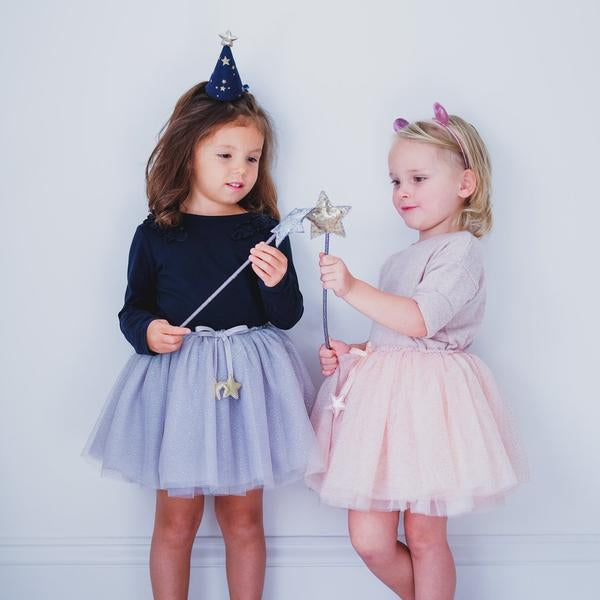 Mimi & Lula Fairy Dust Tutu set; two girls in navy and blush pink tutus with star wands