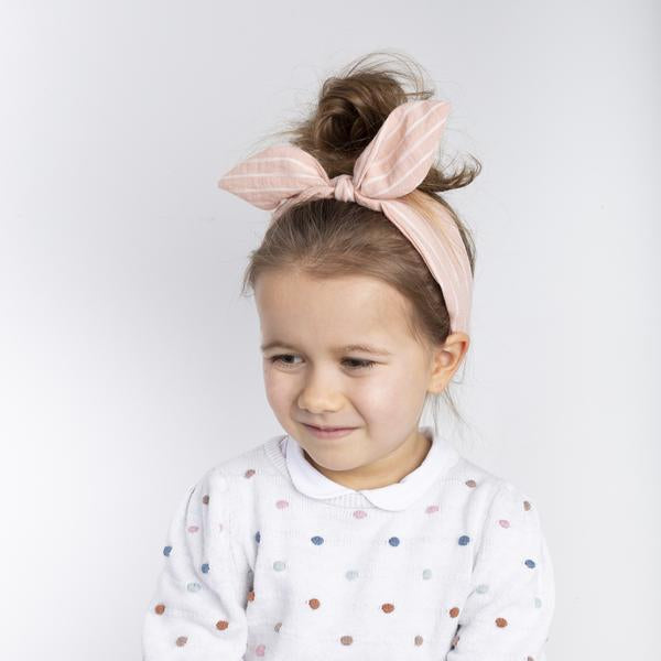 Mimi & Lula pink striped Coco bow Alice band for kids with knot bow