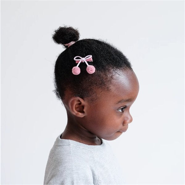 Mimi & Lula Pom Cherries Clips Heather pink pom-pom hair clips for babies (2 pieces)