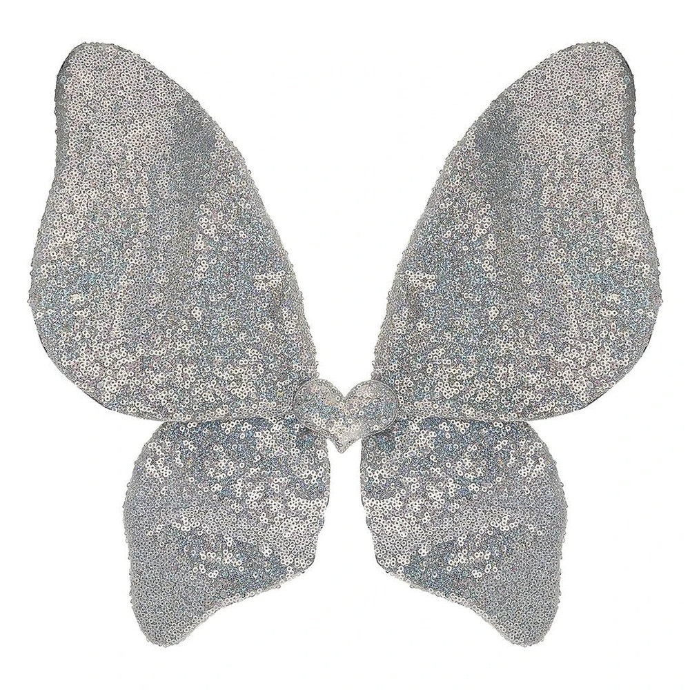Mimi & Lula Sparkle Sequin Wings, silver butterfly costume wings with a heart center and glittery sequins