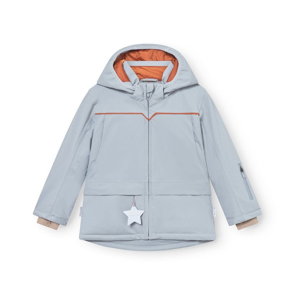MINI A TURE Matadane ski tech jacket in light blue with orange lining and hood