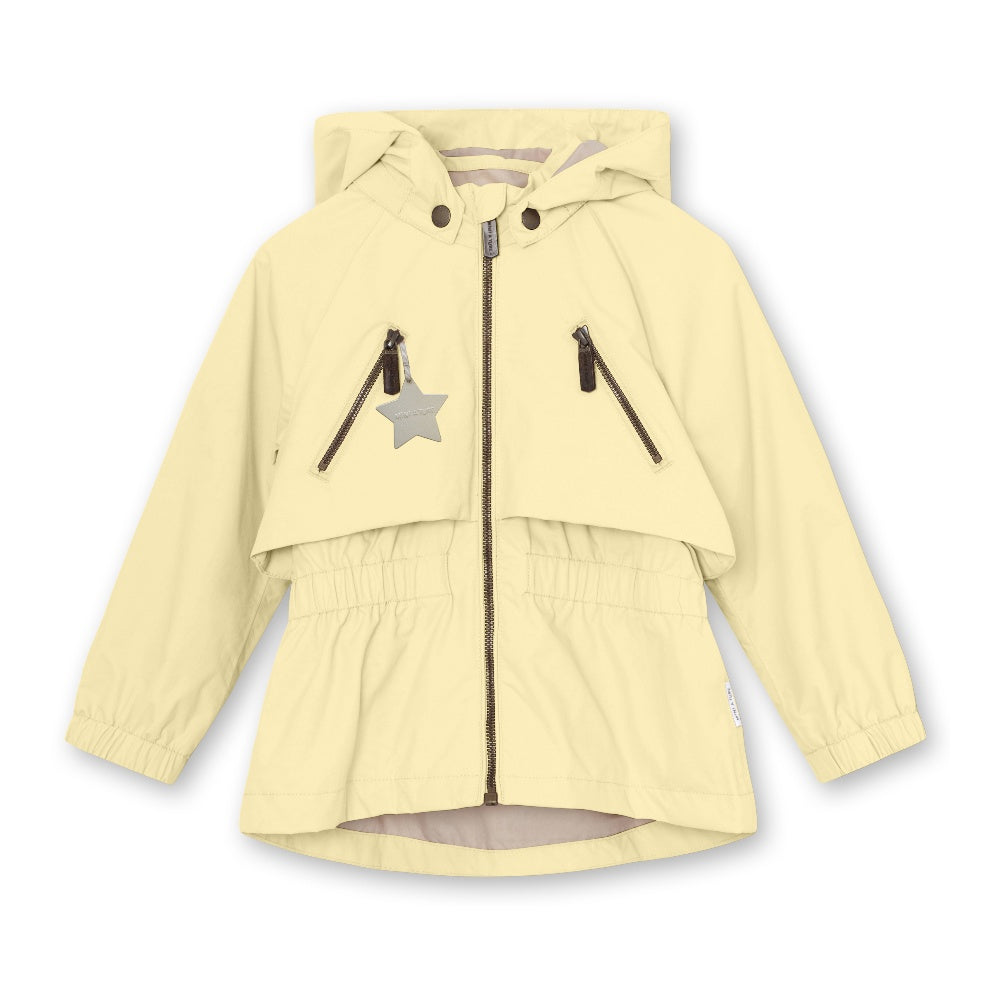 MINI A TURE Matalgea Spring Jacket Grs Double Cream featuring a front zip, attached hood, and star patch.