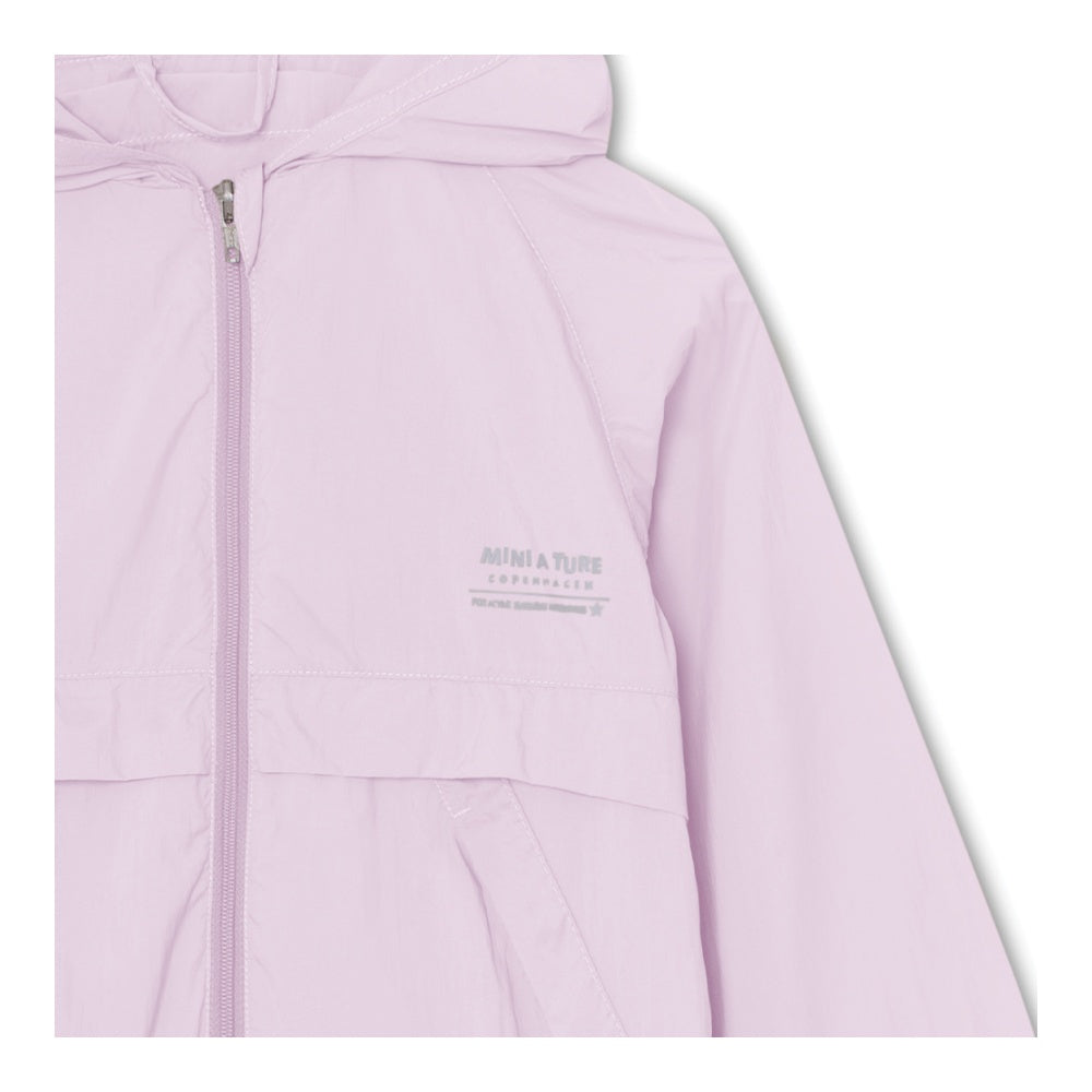 MINI A TURE Matasla UV Jacket Grs Thistle, lilac zip-front windbreaker with hood.