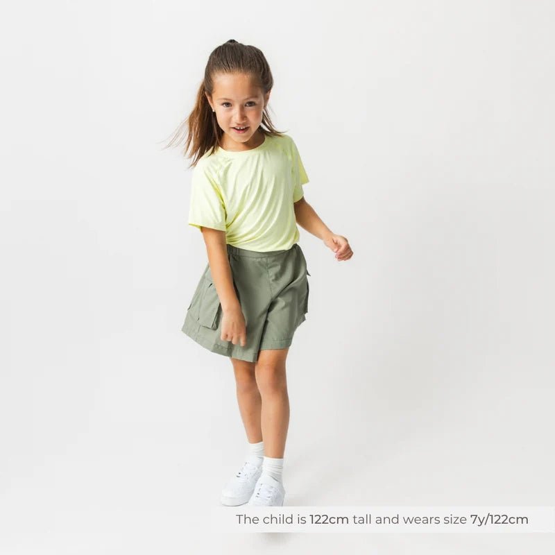 MINI A TURE Mini A Ture Matbjergi T-Shirt GRS Wheat Yellow crew neck with relaxed drape and subtle side gathering img 1/5