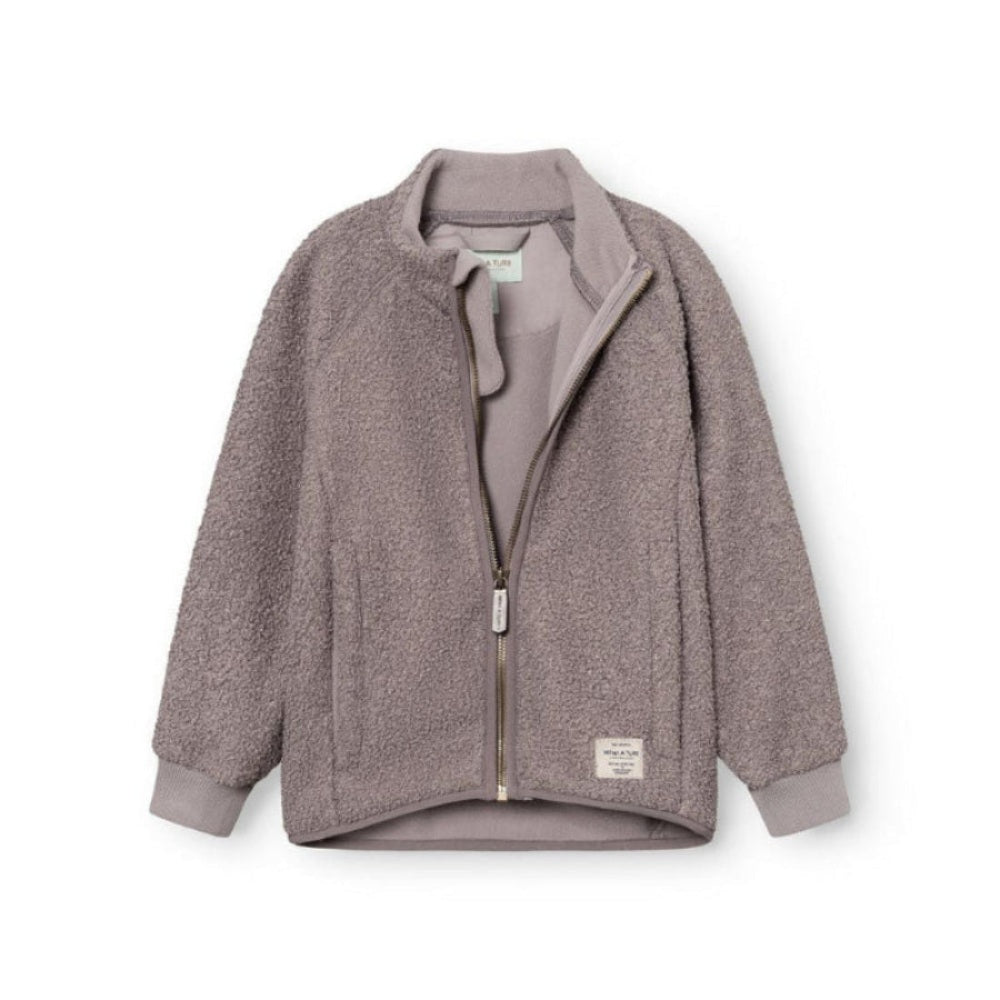 MINI A TURE teddyfleece jacket for toddlers in zinc purple with zip closure
