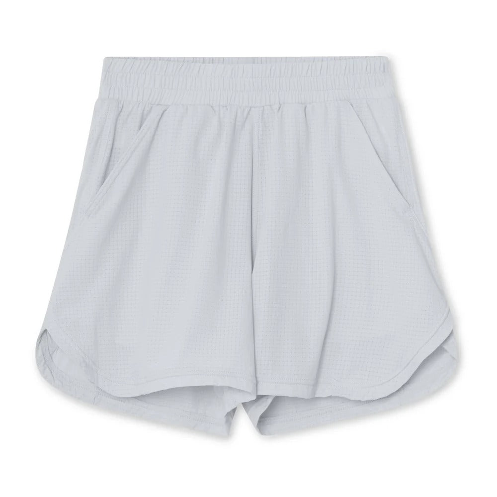 MINI A TURE Matelvart shorts in pearl blue knit with elastic waistband and rounded hems
