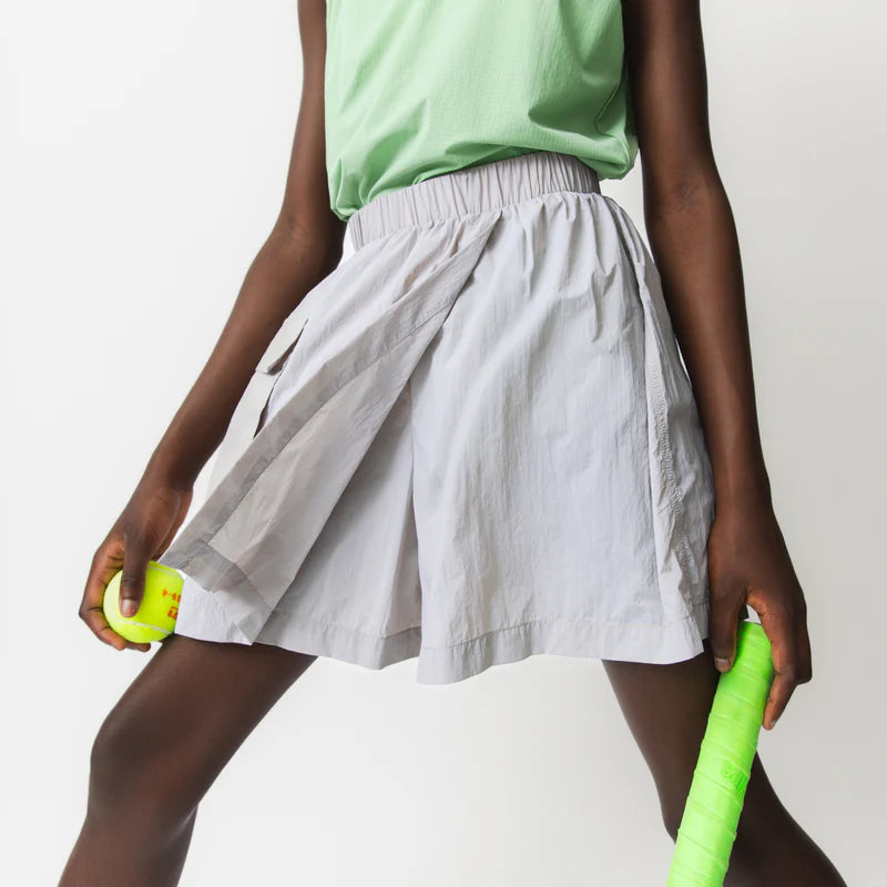 MINI A TURE Mini A Ture Matguri Skirt GRS Gull Purple elastic waistband with wide pleated legs in A-line cut img 1/6