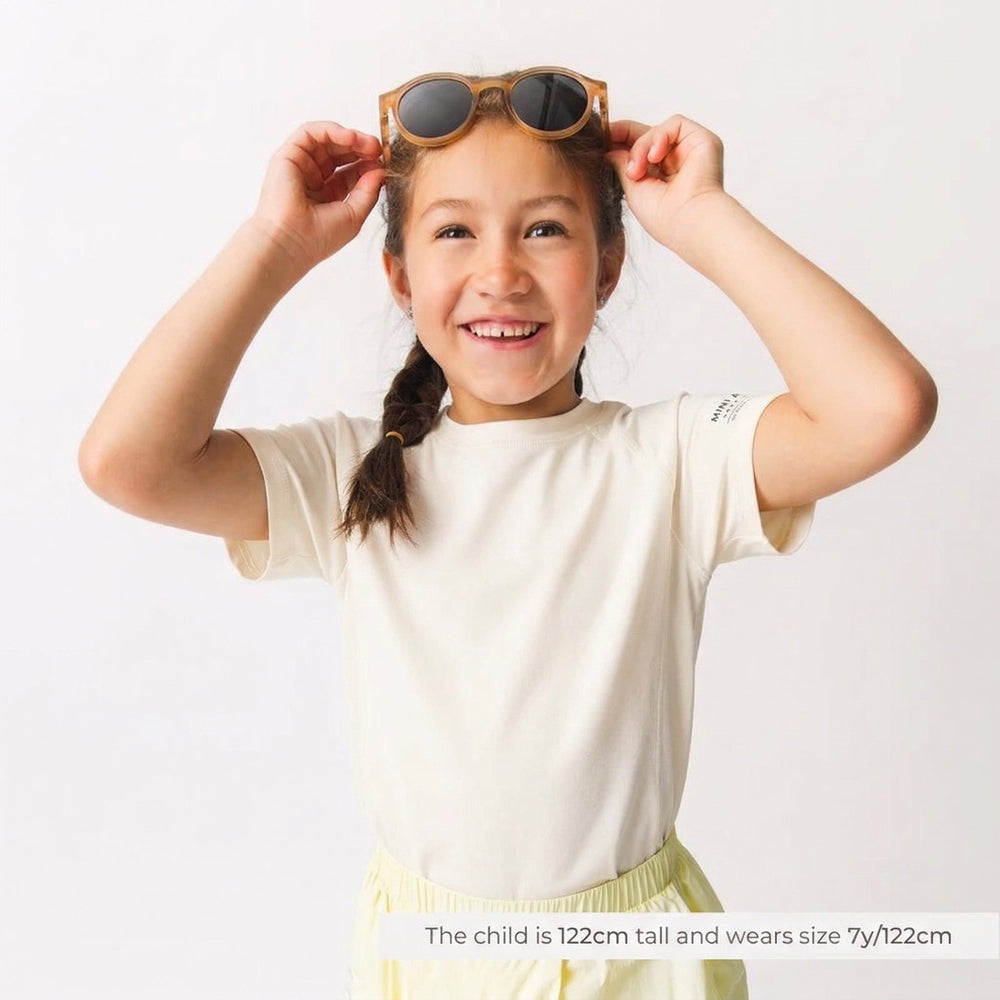 MINI A TURE Mini A Ture Matlois T-Shirt GRS Papyrus White Short sleeve crew neck with rolled cuffs and sleeve label img 1/4