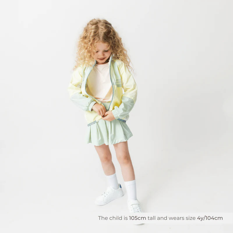 MINI A TURE Mini A Ture Matmulti Color UV Jacket GRS Wheat Yellow Col. B. zip-front with tie belt and color-blocked pastel design img 2/5